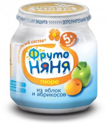 Пюре Фрутоняня яблоко абрикос с сахаром 100 г