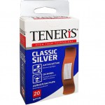 Лейкопластырь бактерицидный, Teneris (Тенерис) р. 1.9смх7.6см 20 шт Классик Силвер на тканевой основе с серебром телесный