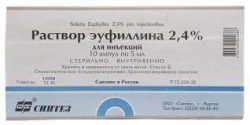 Эуфиллин, р-р для в/в введ. 24 мг/мл 5 мл №10 ампулы