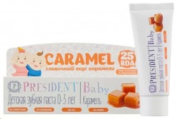 Зубная паста для детей от 0 до 3 лет PresiDent беби без фтора 30 мл карамель
